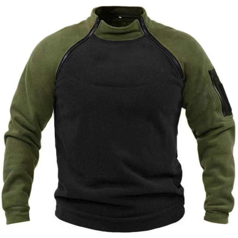 ActiveGo ActiveGo Fabricant transfrontalier européen-américain Sweat-shirt à col montant Printemps et automne Coupe ample à double manches Color Block_voghion.com