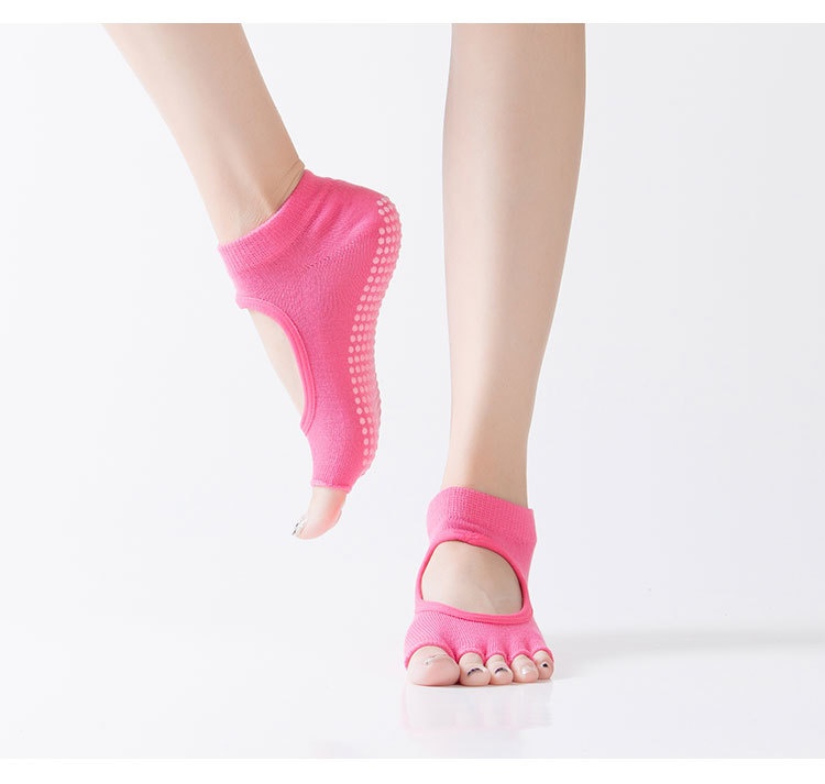 001 In Stock Direct Shipping Korean Hot Sale Open Back Yoga Five Toe Pointed Yogo Fitness Non-Slip Floor Socks_voghion.com
