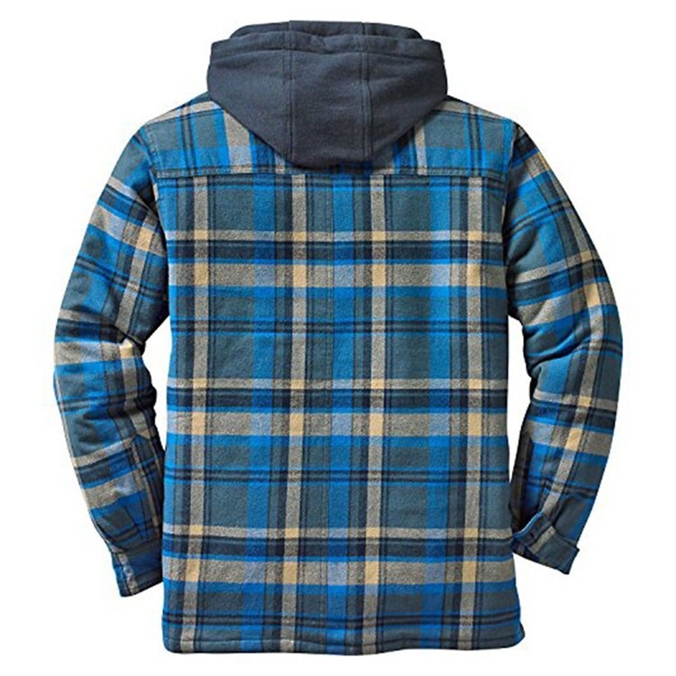 ActiveGo ActiveGo Commercio Estero Abbigliamento Uomo Stile Europeo e Americano Autunno Inverno Cotone Spesso Plaid Manica Lunga Largo Con Cappuccio_voghion.com
