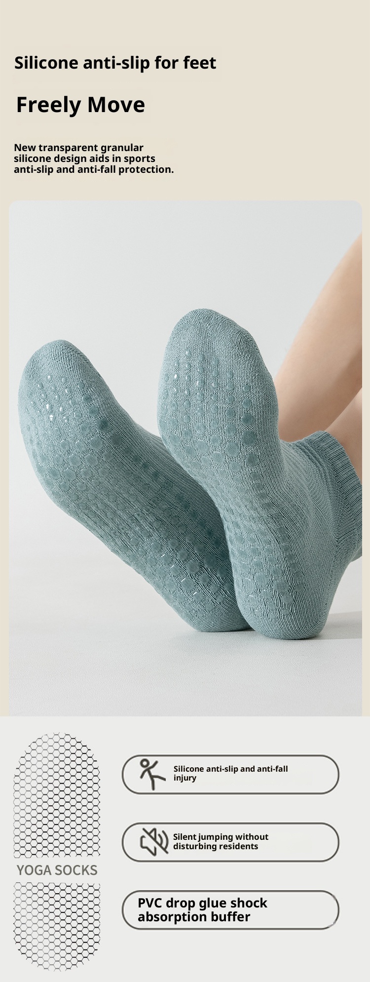 001 90% Yoga Herren Professionelle Anti-Rutsch Pilates Nahtlose Fitness Laufsocken aus reiner Baumwolle_voghion.com