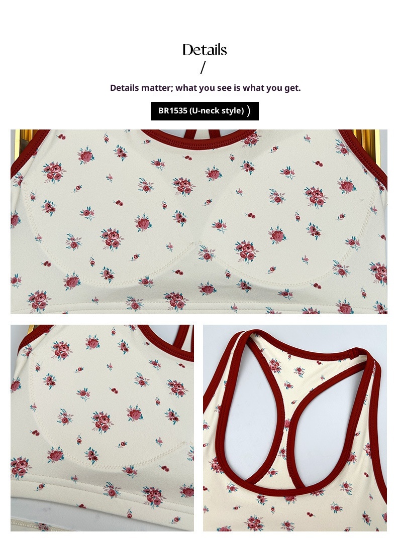 001 Zhouyou New Yoga Wea Fo Women Reto Floal Spots Camisole Vest Fitness Outewea Innewea Slim Fit Slimming_voghion.com