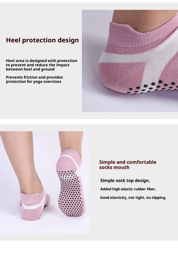 Chaussettes de yoga d'hiver 001 pour femmes, antidérapantes et respirantes, chaudes et confortables, en coton, avec picots adhésifs. Idéales pour le sport et les loisirs._voghion.com