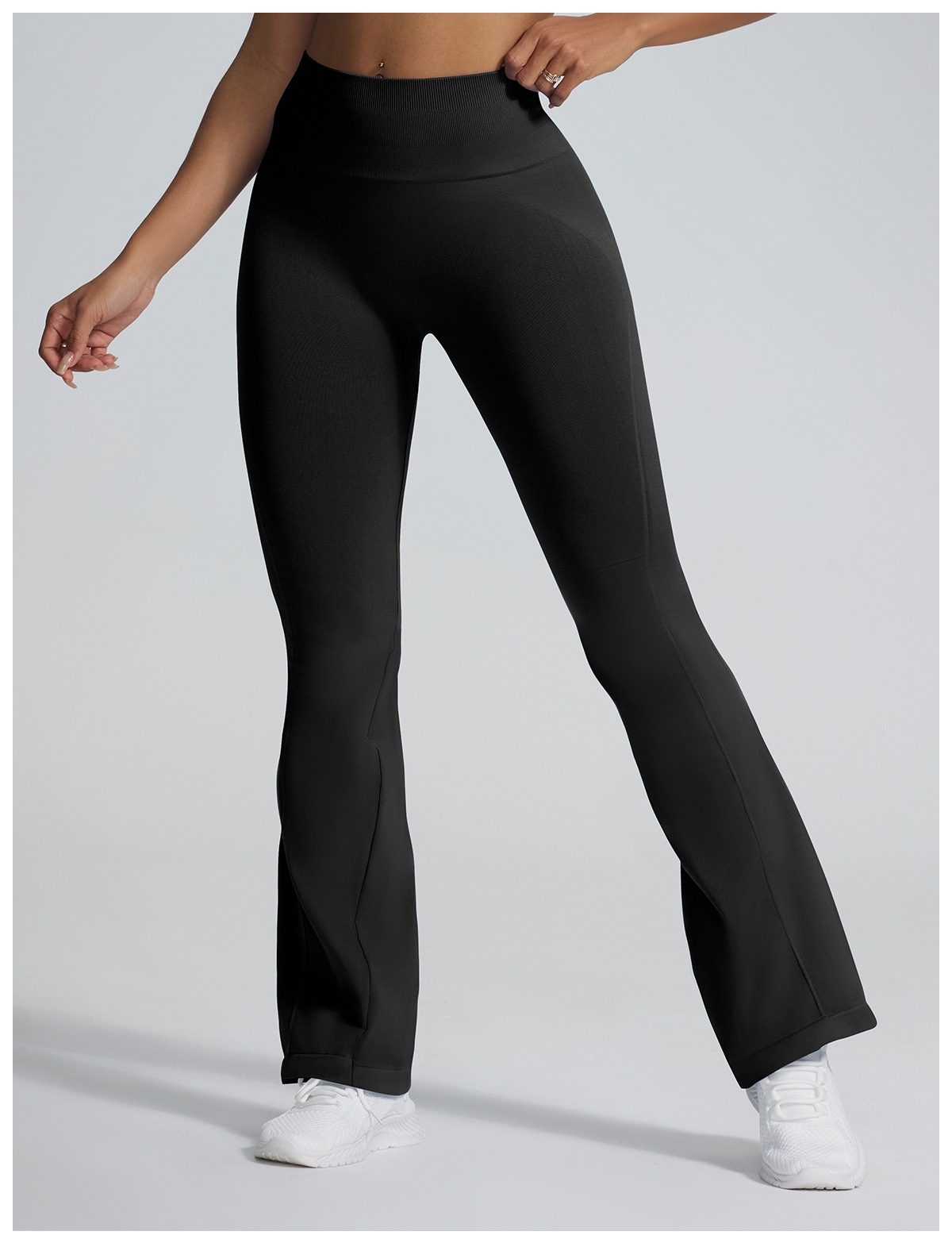 001 En stock Nouveau pantalon de sport évasé pour femme, effet push-up, coupe slim, jambes droites, jambes larges, idéal pour le fitness et le yoga_voghion.com