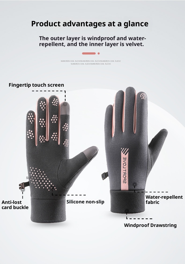 ActiveGo Gloves For Men Women, Touchscreen Compatible, Autumn And Winter, Cycling, Electric Bike, Waterproof, Fleece-Lined,_voghion.com
