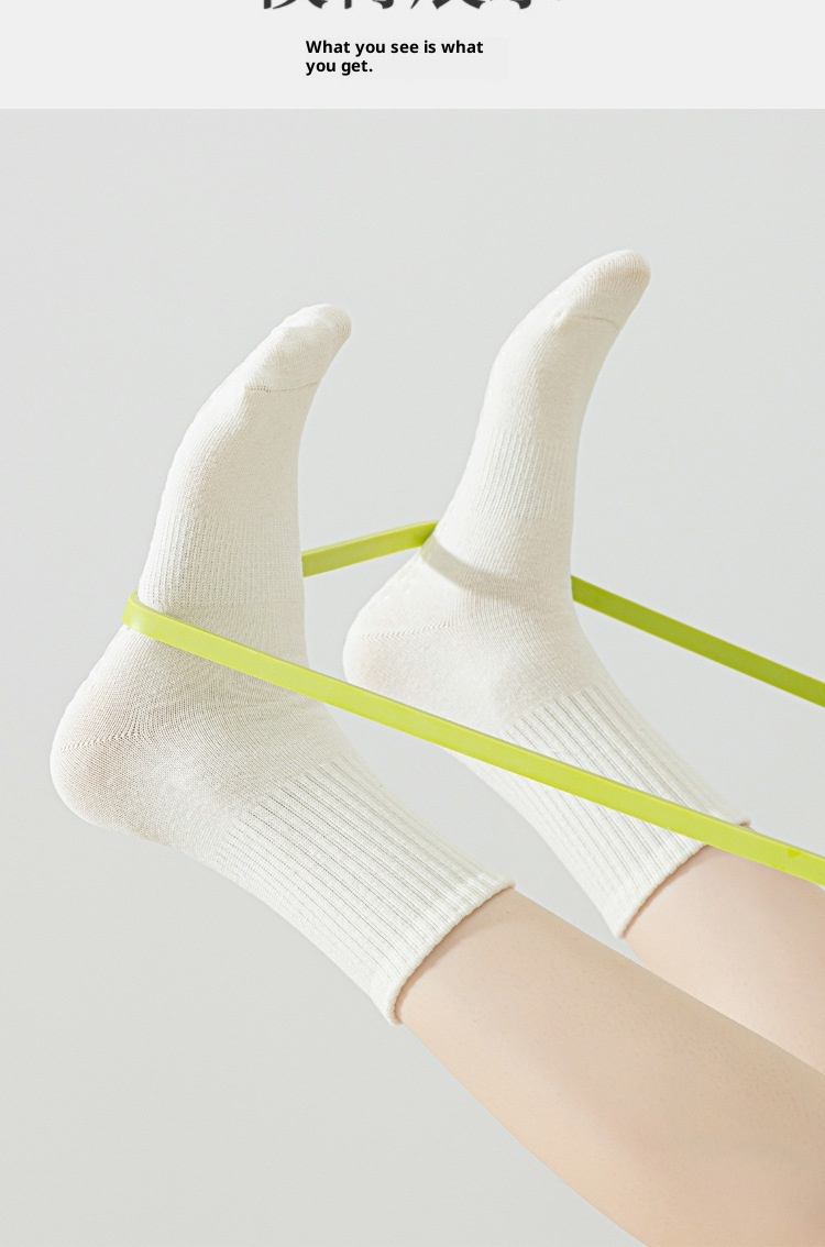 Chaussettes de yoga pour femmes, en coton, mi-mollet, idéales pour l'été, le fitness, la danse et le Pilates. Antidérapantes et sans coutures, elles sont parfaites pour le sport et le sol._voghion.com