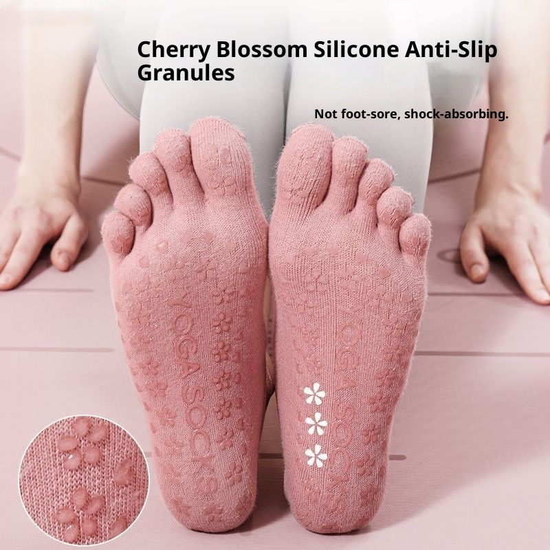 001 Großhandel Neue Zehenkreuzsocken für Damen, rutschfest, Sport, Yoga, einfarbig, offene Rückseite, Fünf-Zehen-Socken_voghion.com