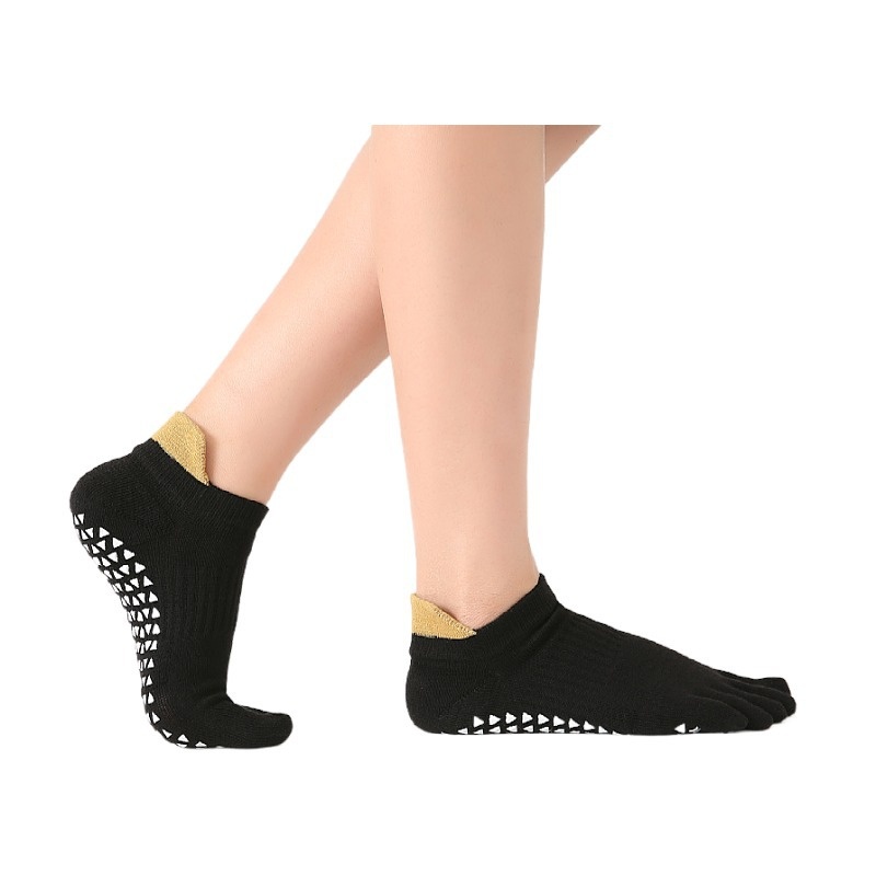 001 Professionelle, rutschfeste, mittelhohe Baumwoll-Sportsocken für Damen mit fünf Zehen, ideal für Yoga und Yoga._voghion.com