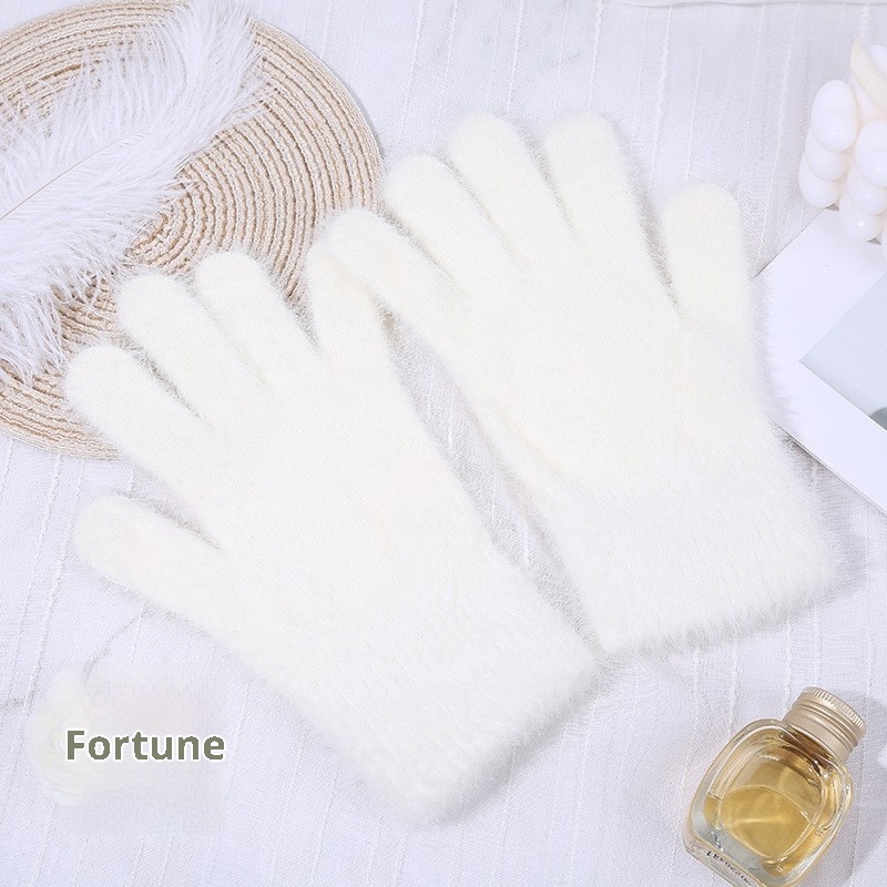 ActiveGo Winter Warm Plush Thickened Cold-Proof Student Two-Finger Exposed Outdoor Cycling Skiing Gloves_voghion.com