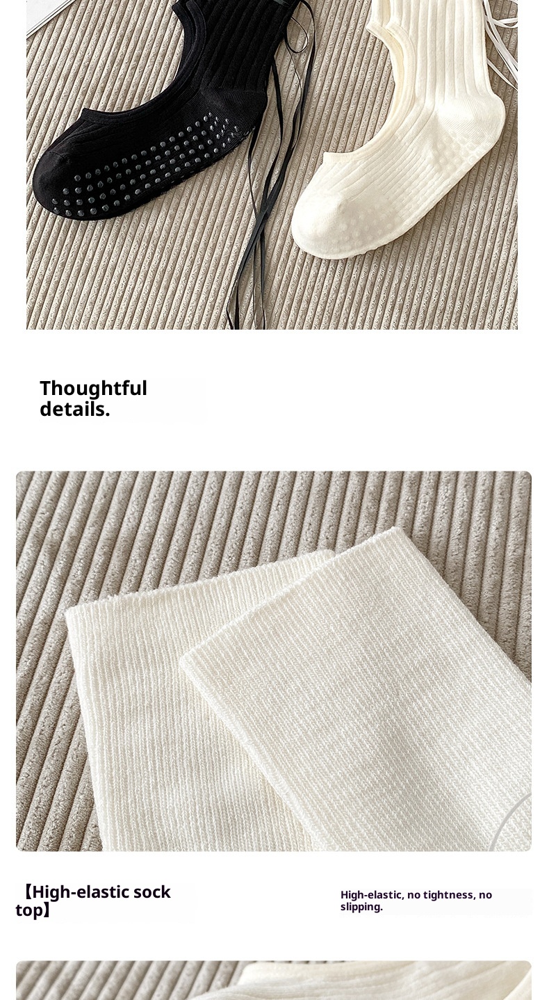001 Video Album Parameters Yoga Ballet Pilates Special Socks Non-Slip Open Toe Miu Style Ribbon_voghion.com