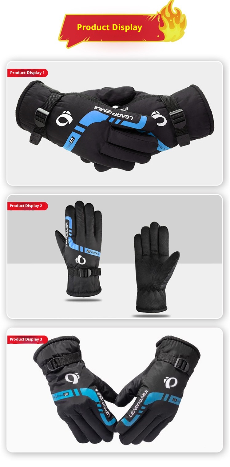 Guanti caldi ActiveGo con fodera in pile, spessi per l'inverno, da uomo, per ciclismo, all'aperto, antifreddo, grandi, da sci e moto, in cotone_voghion.com