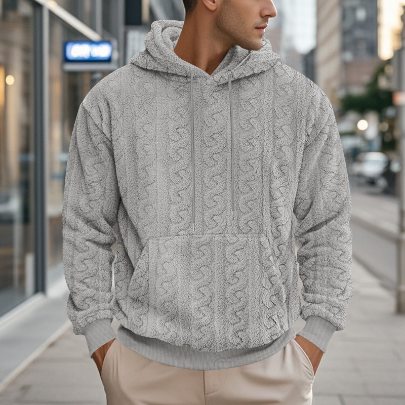 ActiveGo ActiveGo Cross-Border European And American Outdoor Autumn Winter New Men's Hooded Jacquard Teddy Fleece Sports Casual_voghion.com