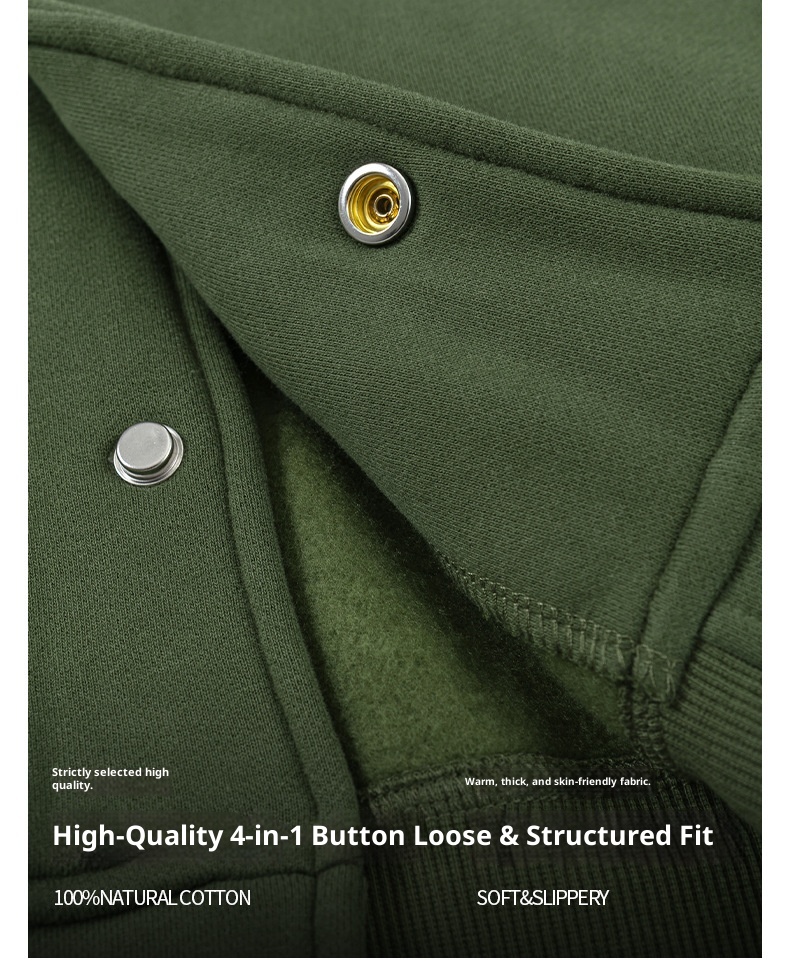 ActiveGo ActiveGo MIX Men's Clothing 2025 Autumn Winter Fleece Solid Color Baseball American Retro Trendy Brand Flight Jacket Fog Coat Top_voghion.com