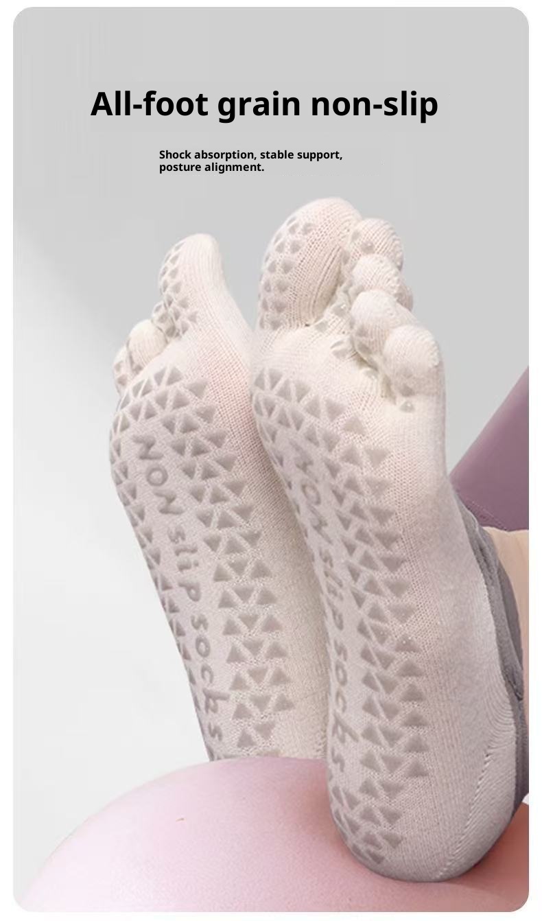 001 Yoga Five-Toe For Women Professional Non-Slip Breathable Sweat-Absorbing Pilates Sports Toe-Separating Floor Socks_voghion.com