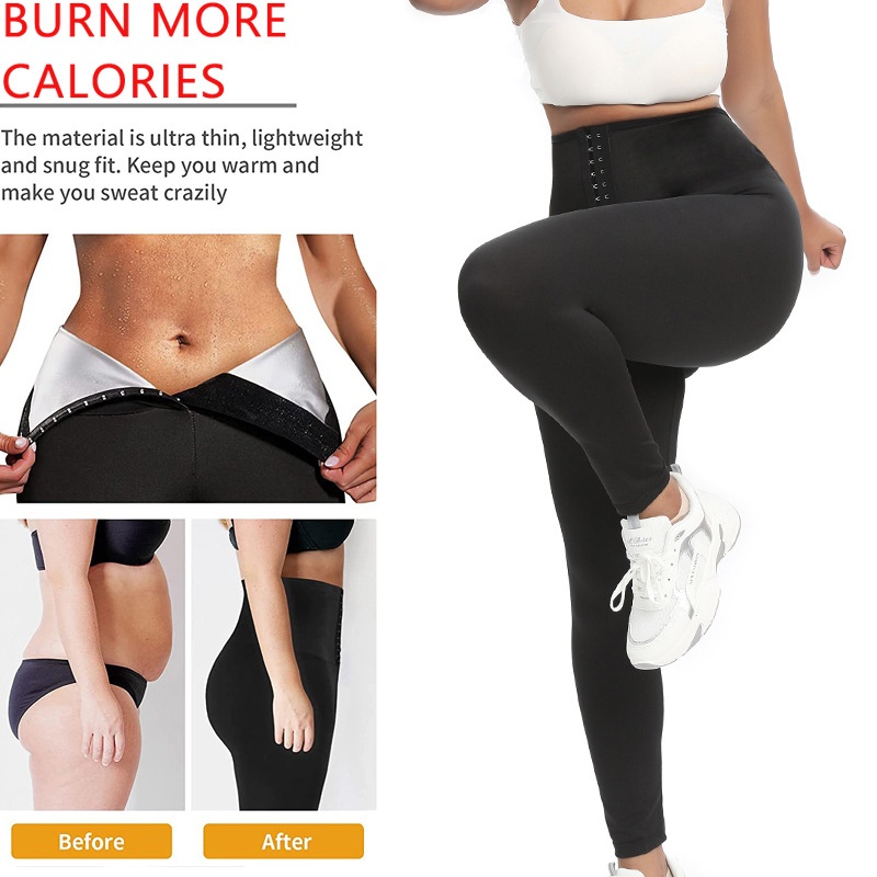 001 Neue, halbbeschichtete, figurformende Hose für Damen, Yogahose mit Saunaknöpfen, Jogginghose_voghion.com