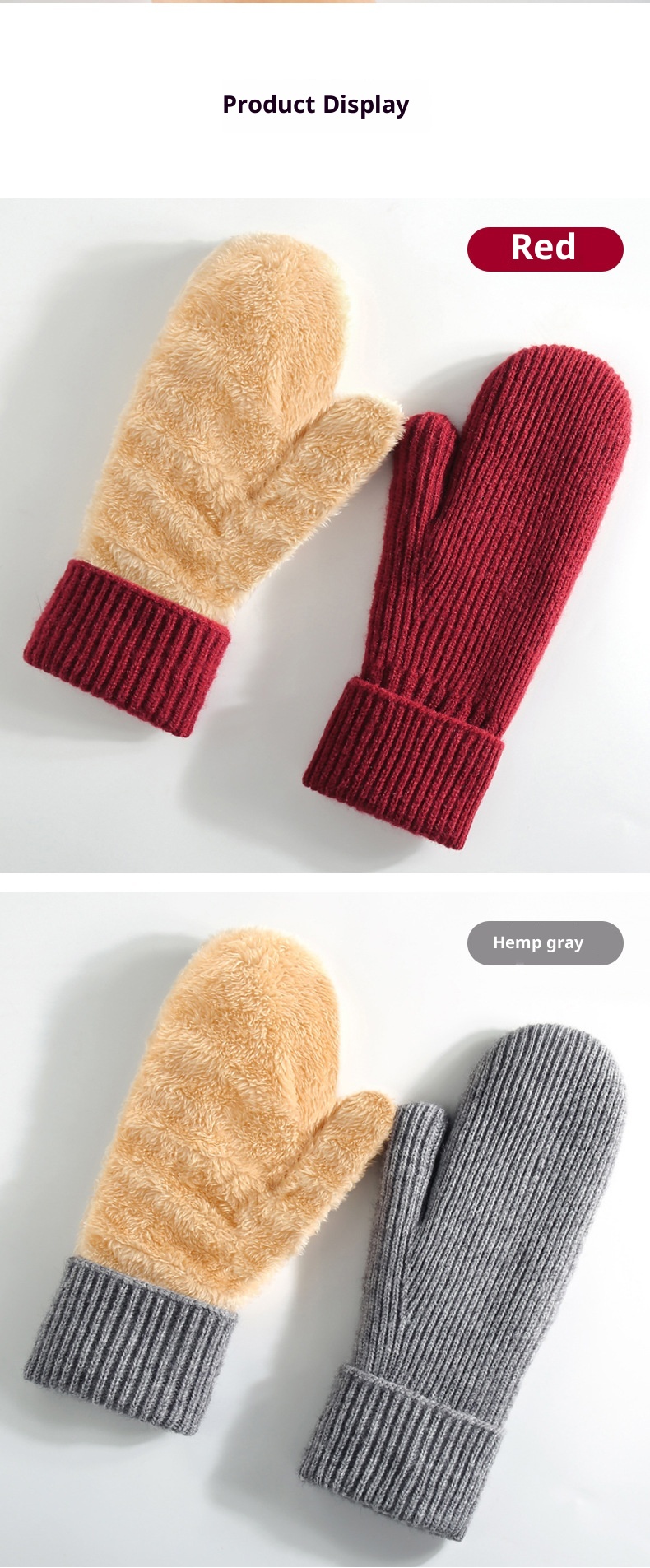 ActiveGo Women's Fleece-Lined Thick Knitted Double-Layer Warm Ski Gloves Outdoor Cycling Mittens_voghion.com