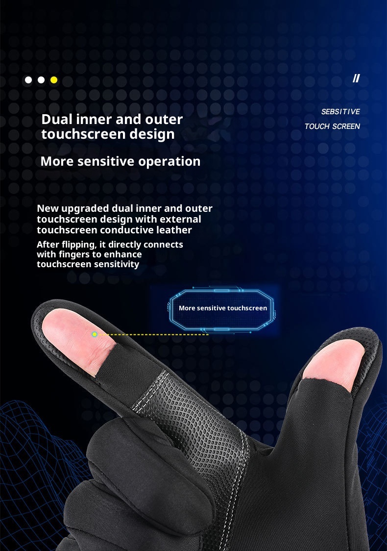 Guantes deportivos de invierno ActiveGo Cycling Q808 para hombre, con dos dedos expuestos, pantallas táctiles, gruesos, cálidos, ideales para pesca, ciclismo y esquí._voghion.com