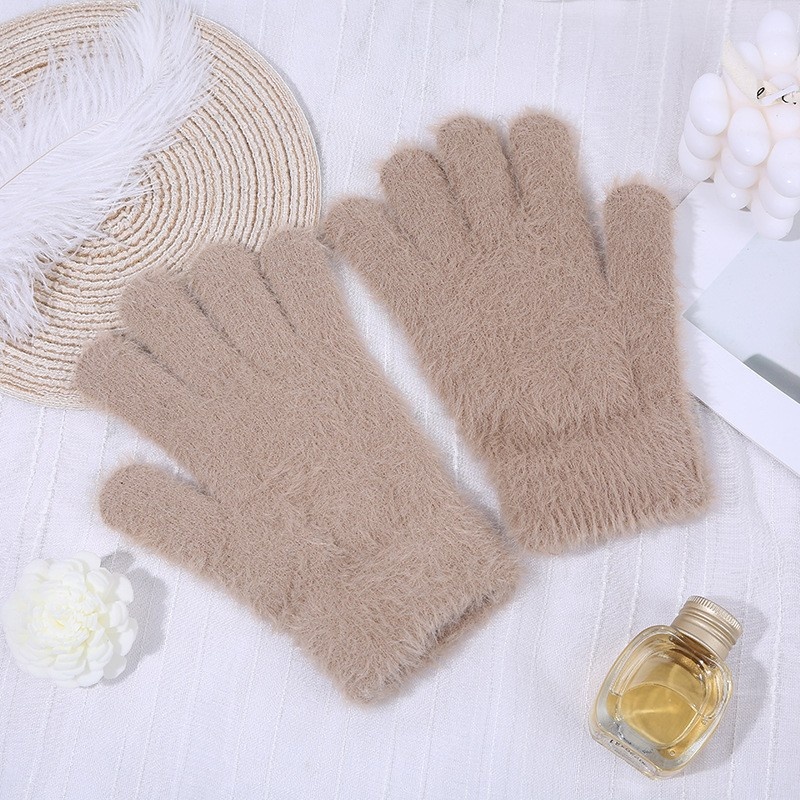 ActiveGo Winter Warm Plush Thickened Cold-Proof Student Two-Finger Exposed Outdoor Cycling Skiing Gloves_voghion.com