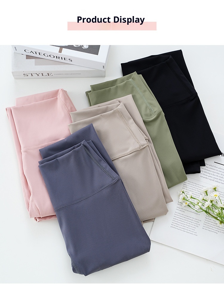 Legging de yoga Lulu Style couleur crème pour femme, effet seconde peau, taille haute, effet push-up, vêtement de sport moulant, sous-vêtement technique, séchage rapide_voghion.com