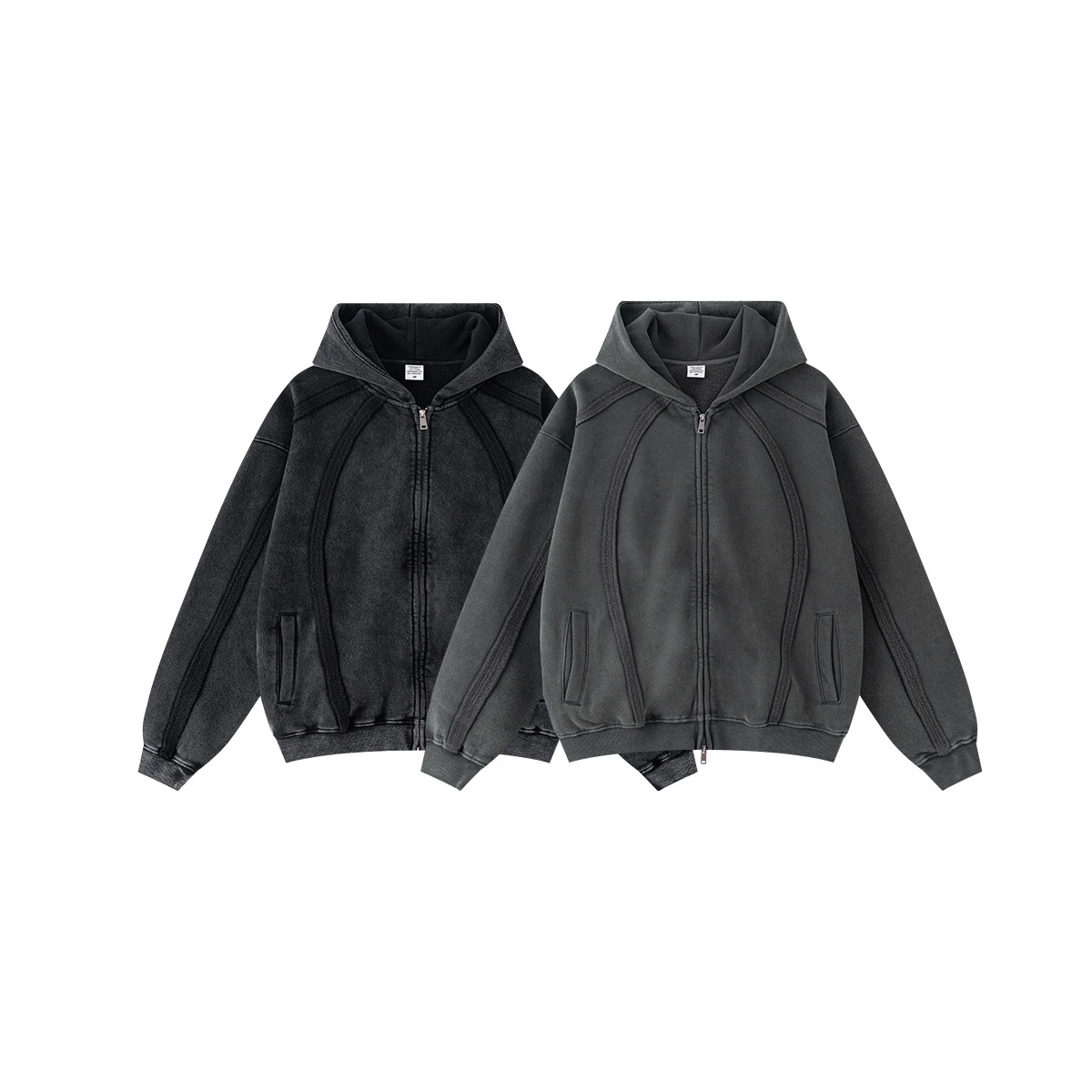 ActiveGo ActiveGo BE Clothing|2025 European And American Trendy Brand Rro Heavy Wax-Dyed Zipper Hoodie Cardigan Men's Fleece Couple_voghion.com