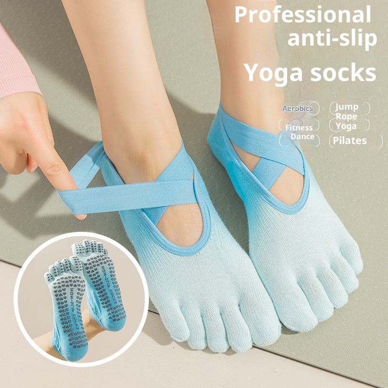 001 Tie-Dye Professional Five-Finger Gradient Yoga Pilates Non-Slip Women's Socks_voghion.com