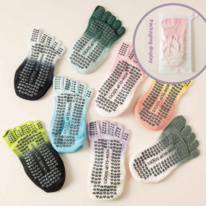 001 Tie-Dye Professional Five-Finger Gradient Yoga Pilates Non-Slip Women's Socks_voghion.com
