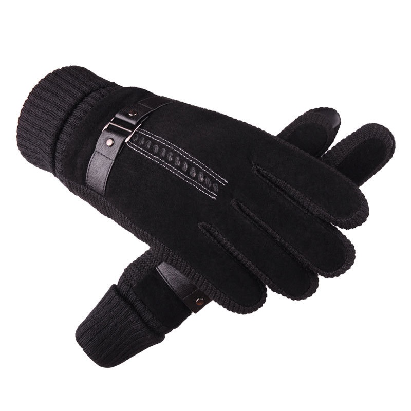 Guanti invernali ActiveGo in vera pelle per uomo e donna, spessi e foderati in pile, caldi guanti in cotone, antivento per ciclismo e sci all'aperto_voghion.com