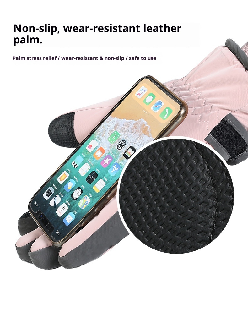ActiveGo Women's Ski Winter New Fleece-Lined Thickened Reflective Outdoor Sports Riding Warm Windproof Cold-Proof Gloves_voghion.com