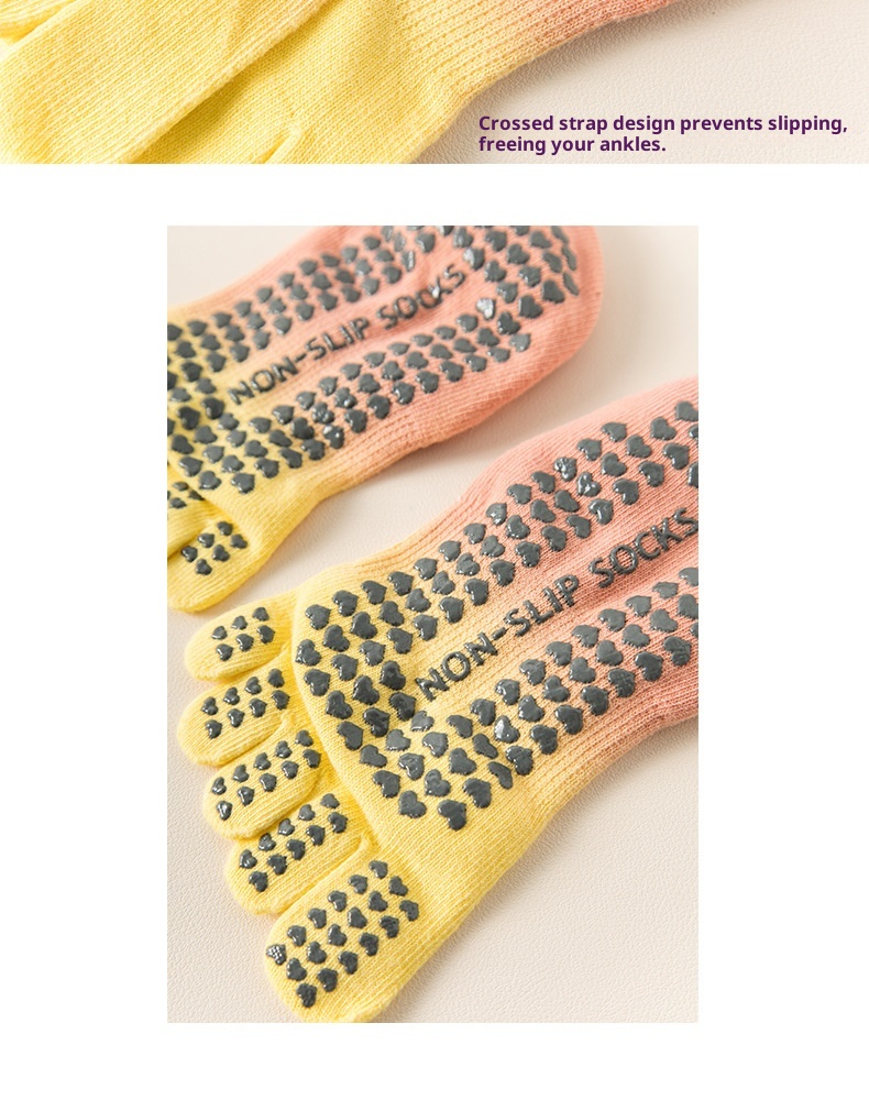 001 Tie-Dye Professional Five-Finger Gradient Yoga Pilates Non-Slip Women's Socks_voghion.com