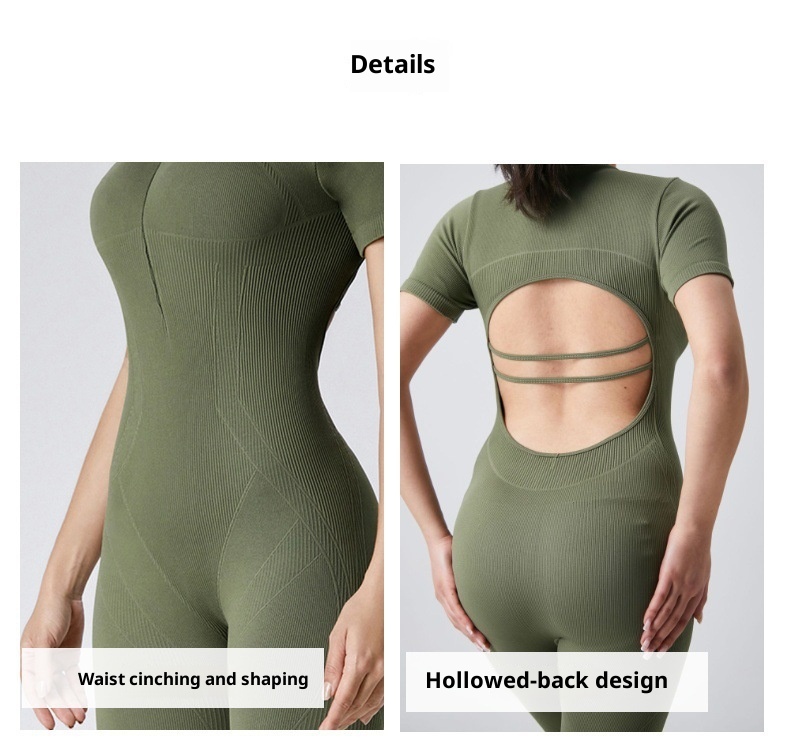 001 European And American Style Zipper One-Piece For Women, Cross-Border Running Sports Fitness Quick-Dry Breathable Shaping_voghion.com