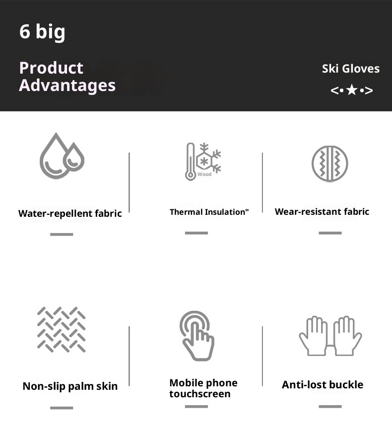 ActiveGo Cute Cat Ski Gloves For Women Winter Split Finger Outdoor Riding Windproof Waterproof Coldproof Fleece Lined Thickened_voghion.com