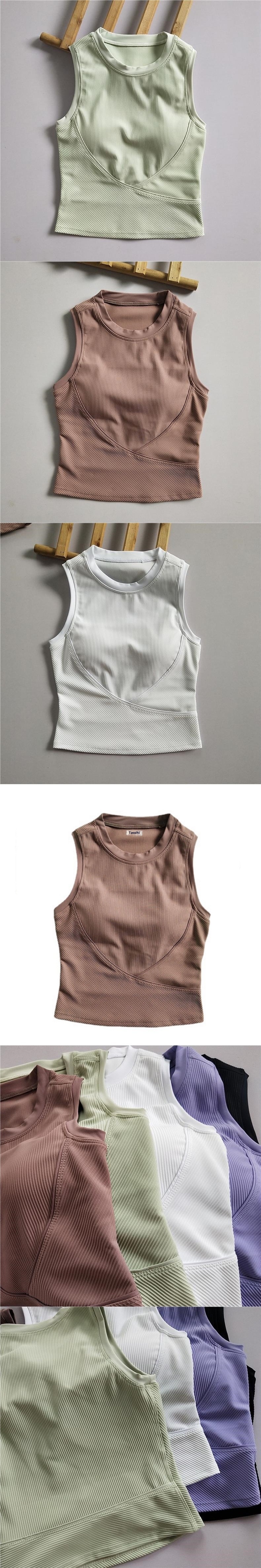 001 Camisole With Chest Pads Concealing Side Breast, Sports Vest For Women, Yoga Bra, Running Fitness Shirt, Sleeveless,_voghion.com