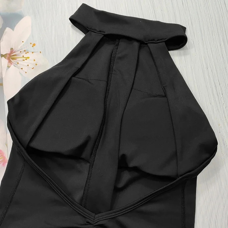 001 Abbigliamento sportivo fitness con cerniera posteriore e imbottitura per il torace, sensazione di nudità, sollevamento fianchi, yoga ad asciugatura rapida_voghion.com