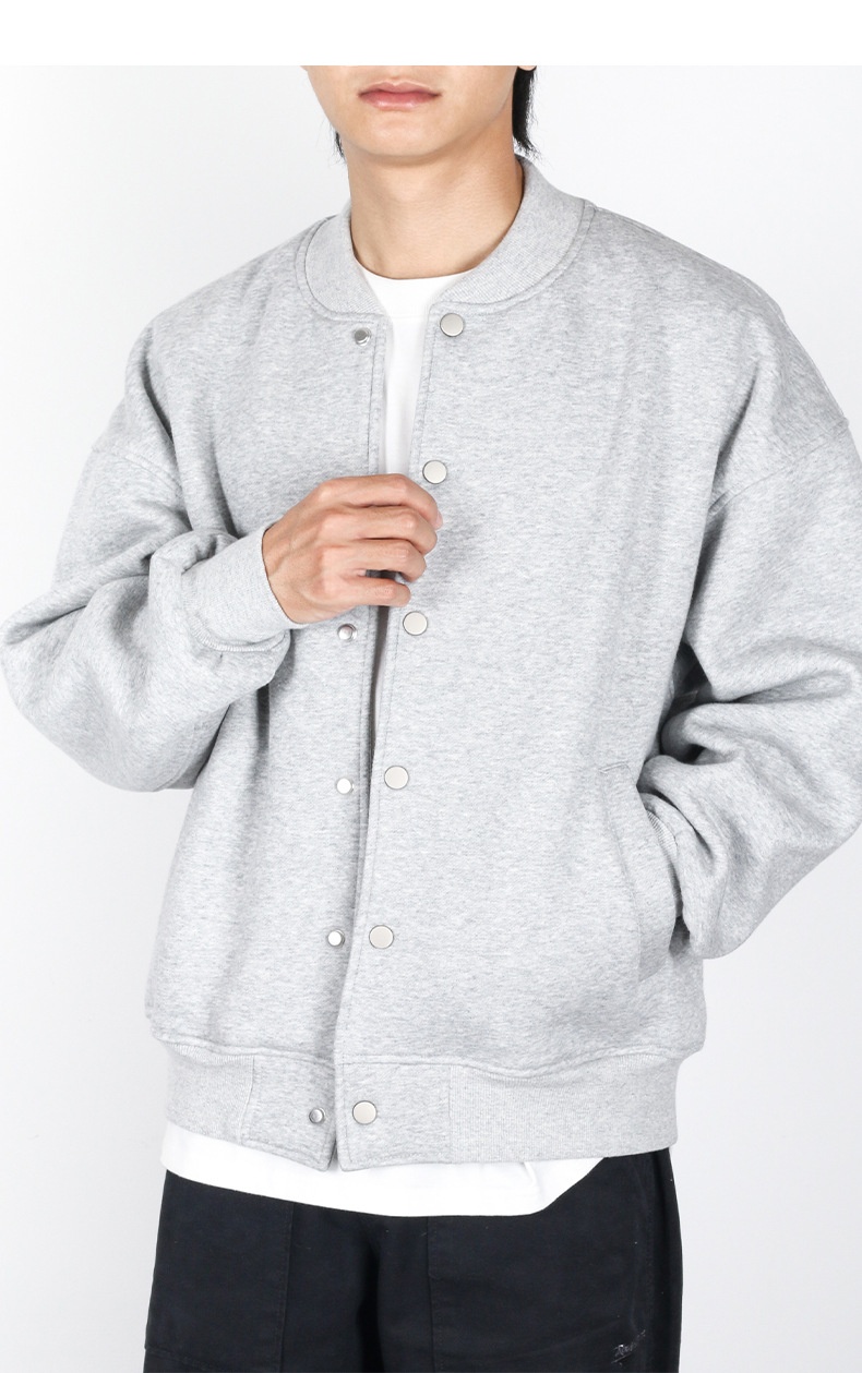 ActiveGo ActiveGo MIX Men's Clothing 2025 Autumn Winter Fleece Solid Color Baseball American Retro Trendy Brand Flight Jacket Fog Coat Top_voghion.com