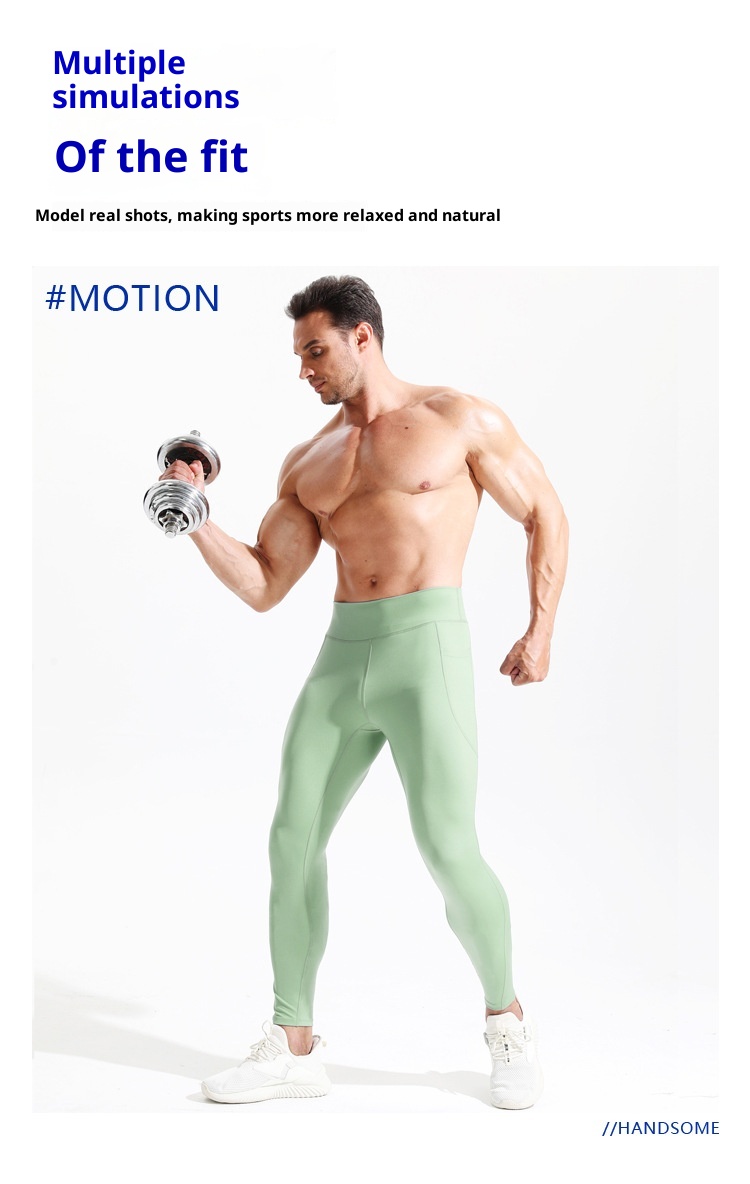 001 Men's Shark Running Tight Yoga Marathon Compression Waist Track And Field High Elastic Pants_voghion.com