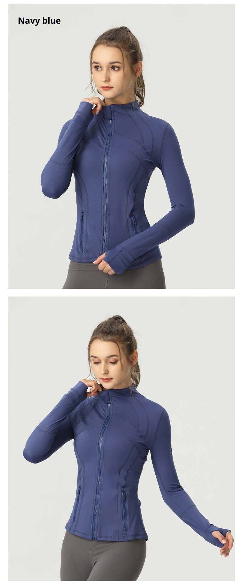 001 Lu Spring Summer Skin-Friendly Double-Sided Brushed Elastic Defi Top Sports Slim Fit Stand Collar Jacket Yoga Wear Coat_voghion.com
