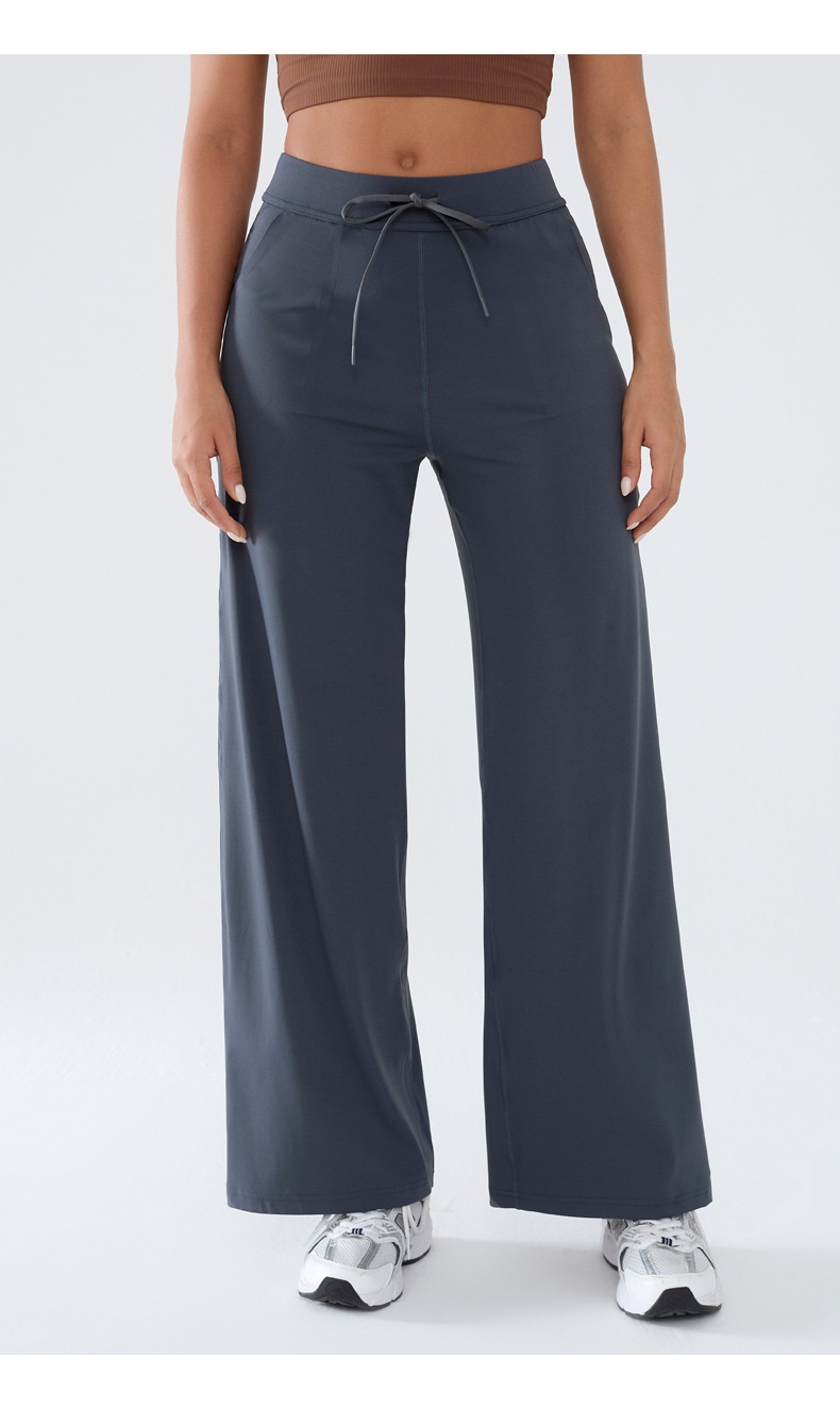 001 Damen Freizeit-Sporthose, locker geschnitten, schnelltrocknend, gerader Schnitt, hoher Bund, Bauchkontrolle, Yogahose, weites Bein_voghion.com