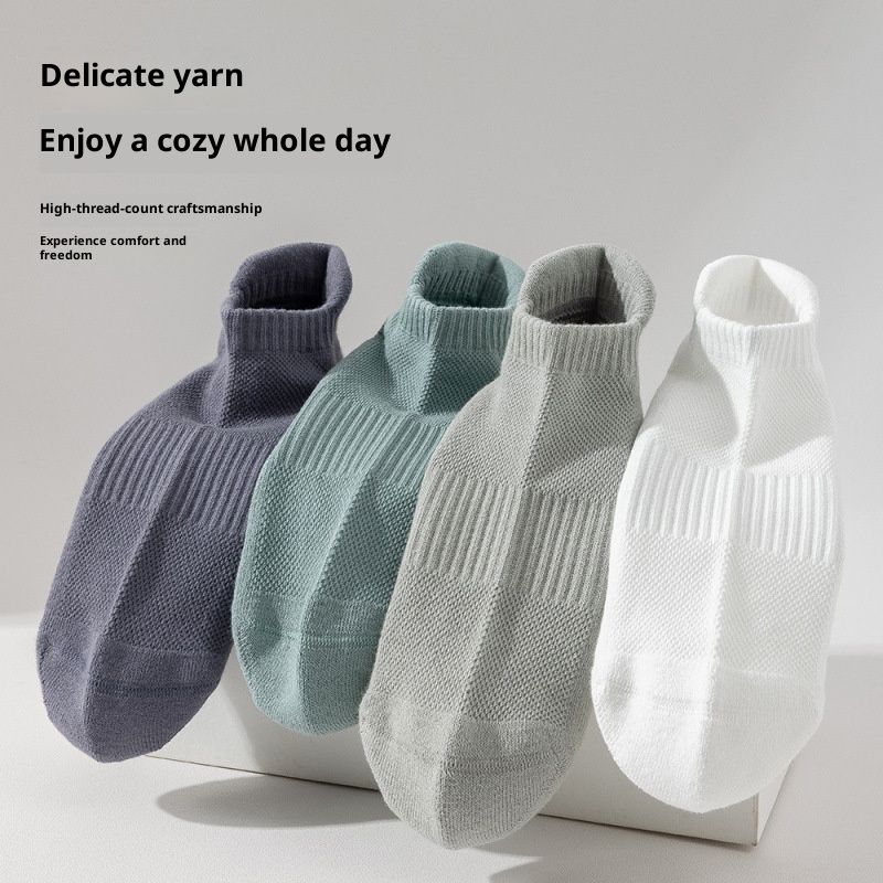 001 90% Yoga Herren Professionelle Anti-Rutsch Pilates Nahtlose Fitness Laufsocken aus reiner Baumwolle_voghion.com