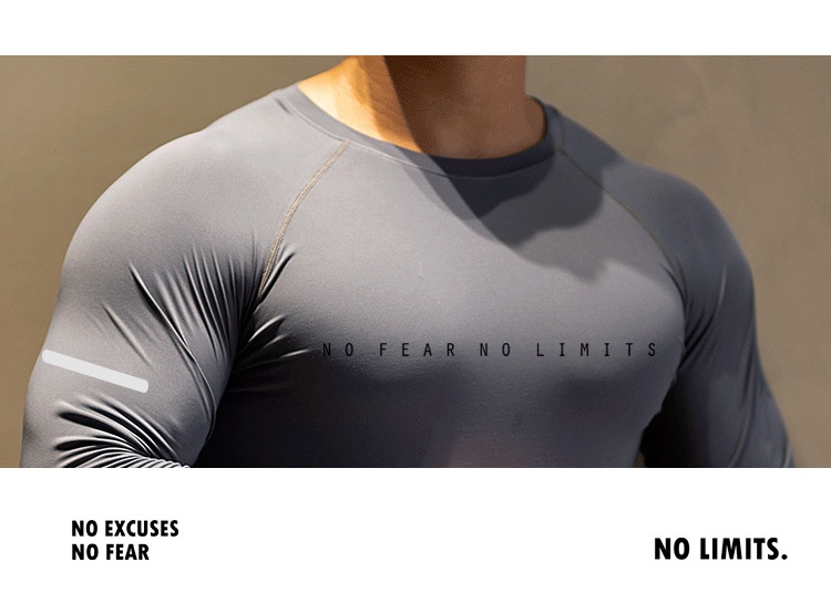 001 Men's Fitness Clothing Round Neck Long Sleeve Tight-Fitting High Elasticity Quick-Dry Sports Top Breathable T-Shirt Base_voghion.com