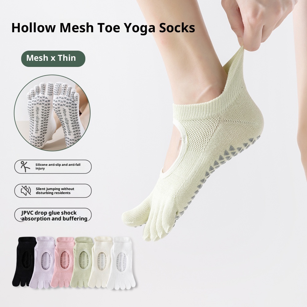 001 Manufacturer New Product Wholesale Autumn Winter Yoga Professional Non-Slip Open Five-Toe Bodhi Split Toe Floor Socks_voghion.com