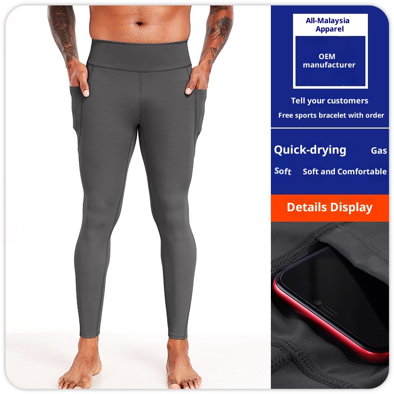 001 Herren Shark Lauf-Tight Yoga Marathon Kompressionshose mit hohem elastischem Bund für Leichtathletik_voghion.com