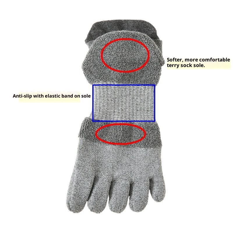 001 Professionelle, rutschfeste, mittelhohe Baumwoll-Sportsocken für Damen mit fünf Zehen, ideal für Yoga und Yoga._voghion.com