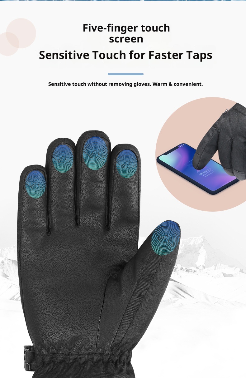 ActiveGo Winter Ski Gloves For Men, Touchscreen Motorcycle, Fleece Lined, Warm, Thickened, Waterproof, Windproof, Cold Resistant,_voghion.com