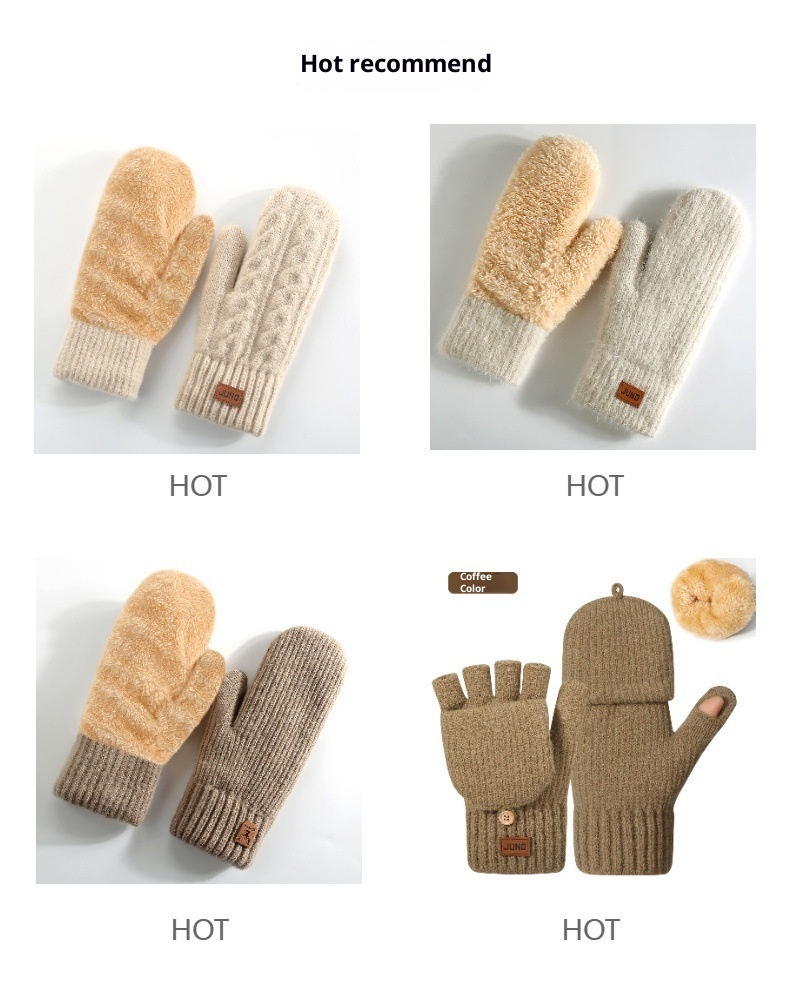 ActiveGo Women's Fleece-Lined Thick Knitted Double-Layer Warm Ski Gloves Outdoor Cycling Mittens_voghion.com