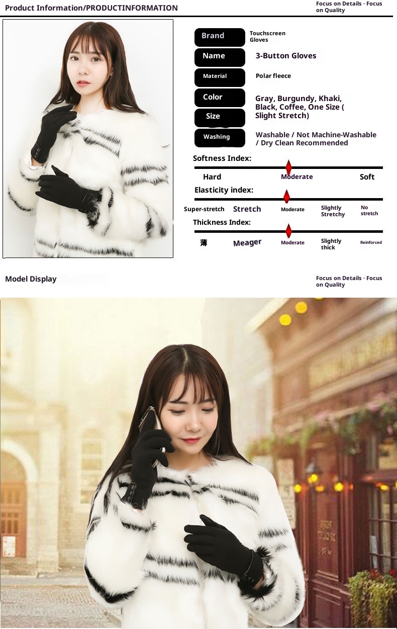 ActiveGo Winter Koreaanse versie Fleece-gevoerde warme, niet-vallende fleece dames outdoor ski- en elektrische fietshandschoenen met touchscreen_voghion.com