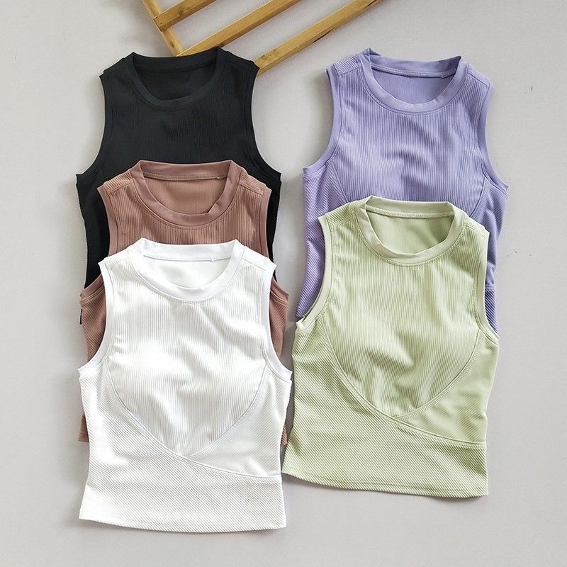 001 Camisole With Chest Pads Concealing Side Breast, Sports Vest For Women, Yoga Bra, Running Fitness Shirt, Sleeveless,_voghion.com