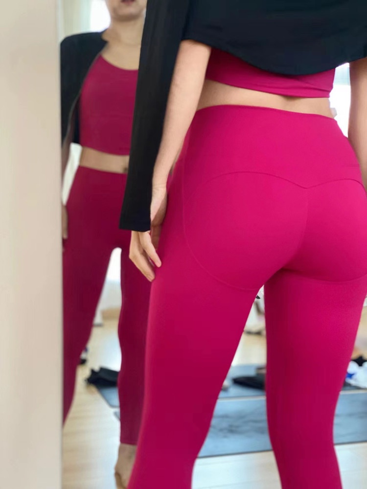 001 Lulu High Waist Peach Hip Seamless Yoga Quick-Dry Outdoor Tight-Fitting Hip-Lifting Tummy Control Running Pants_voghion.com