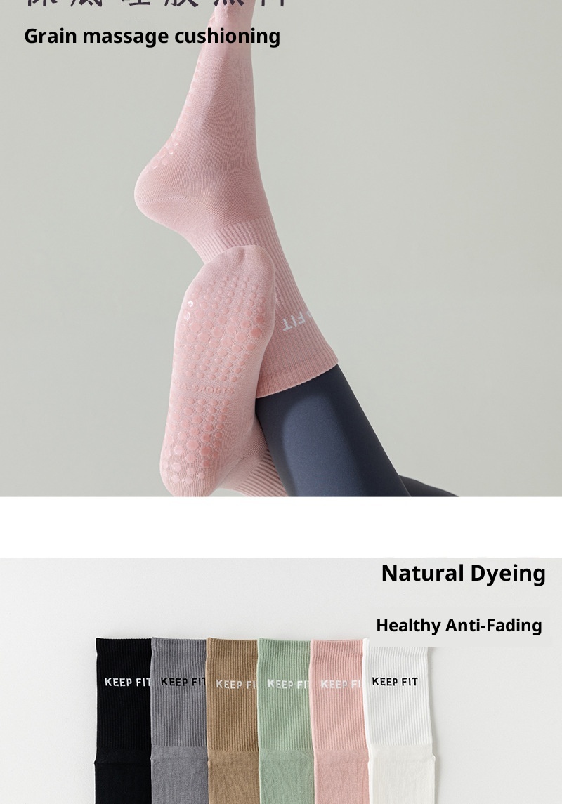 001 001 Yoga Non-Slip Professional Mid-Calf Pressure Pilates Fitness Dance Sports Anti-Pilling Cotton Socks Women_voghion.com