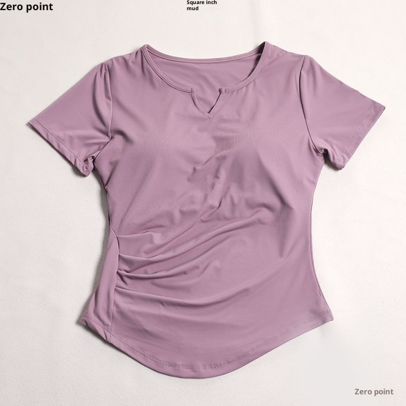 001 Yoga Shirt With Chest Pads For Women, Pilates Training, Running, Waist-Cinching, Short Sleeve Sports Top, Wholesale From_voghion.com