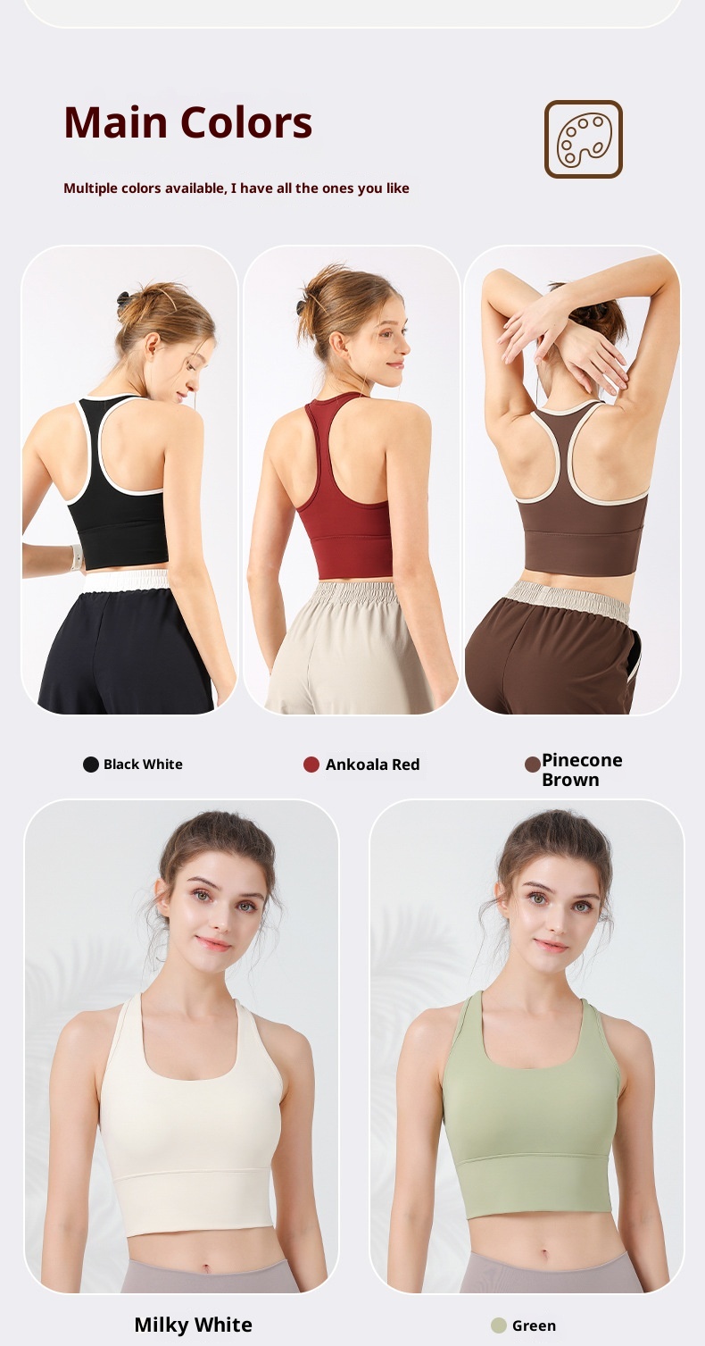 001 Sports Bra Women, Shockproof Fixed Cup Top, Fitness Shirt, Running Quick-Dry Red Bra, Yoga Vest For Spring_voghion.com