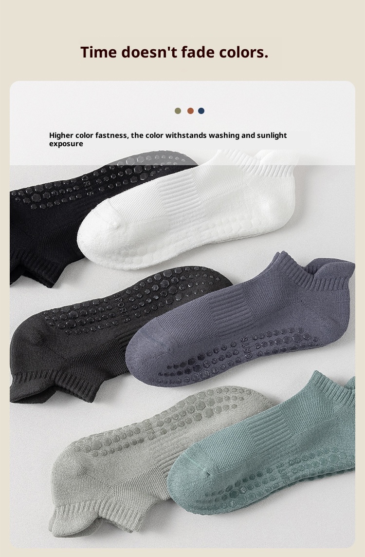 001 90% Yoga Herren Professionelle Anti-Rutsch Pilates Nahtlose Fitness Laufsocken aus reiner Baumwolle_voghion.com